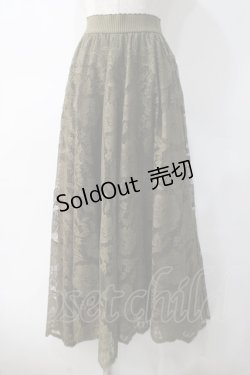 画像1: axes femme / レースサーキュラースカート M カーキ Y-25-05-10-174-AX-SK-SZ-ZT495