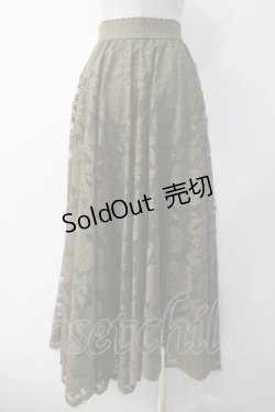 画像2: axes femme / レースサーキュラースカート M カーキ Y-25-05-10-174-AX-SK-SZ-ZT495