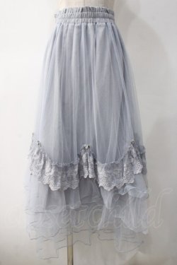 画像1: axes femme / ローズ付ドレープチュールスカート F サックス Y-25-05-10-179-AX-SK-SZ-ZY