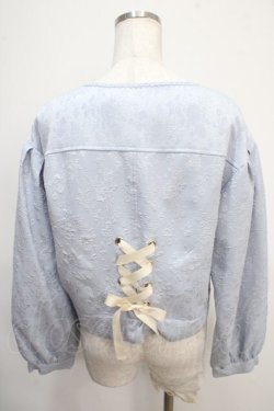 画像2: axes femme / ジャカードノーカラージャケット M サックス Y-25-05-10-022-AX-JA-SZ-ZY