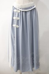 axes femme / チャイナボタンバイカラースカート F サックス Y-25-05-10-181-AX-OP-SZ-ZI