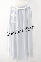 axes femme / チャイナボタンバイカラースカート F サックス Y-25-05-10-181-AX-OP-SZ-ZI