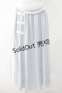 axes femme / チャイナボタンバイカラースカート F サックス Y-25-05-10-181-AX-OP-SZ-ZI