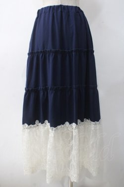 画像2: axes femme / 裾レースティアードスカート M 紺 Y-25-05-10-185-AX-SK-SZ-ZY