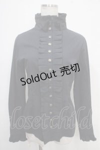 PUTUMAYO / フリルストライプブラウス  紺 Y-25-05-10-024-PT-BL-SZ-ZY