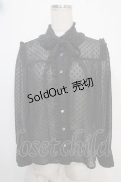 画像1: axes femme / ドットドビーフリルブラウス M 黒 Y-25-05-10-026-AX-BL-SZ-ZY