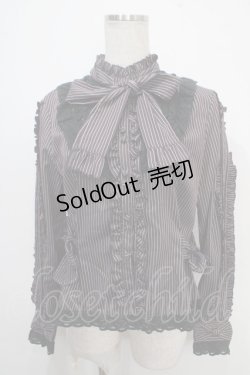 画像1: metamorphose / 共フリルスタンドカラーブラウス  ワイン Y-25-05-10-027-ME-BL-SZ-ZY