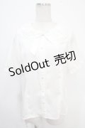 axes femme kawaii / ギャザー丸襟半袖ブラウス M 白 Y-25-05-10-029-AX-BL-SZ-ZY