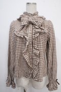 axes femme kawaii / チェック柄ブラウス M 茶 Y-25-05-10-030-AX-BL-SZ-ZY