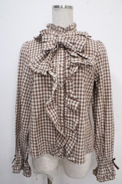 画像1: axes femme kawaii / チェック柄ブラウス M 茶 Y-25-05-10-030-AX-BL-SZ-ZY