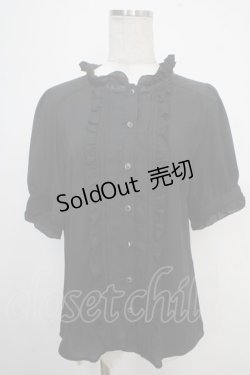 画像1: axes femme / カメオ付アンティークブラウス  黒 Y-25-05-10-036-AX-BL-SZ-ZY