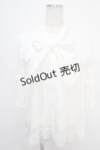 axes femme / シアーフリルボータイブラウス  白 Y-25-05-10-040-AX-BL-SZ-ZY