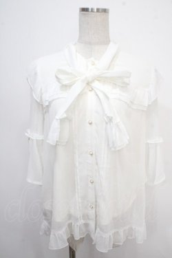 画像1: axes femme / シアーフリルボータイブラウス  白 Y-25-05-10-040-AX-BL-SZ-ZY