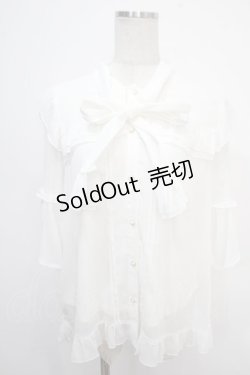 画像1: axes femme / シアーフリルボータイブラウス  白 Y-25-05-10-040-AX-BL-SZ-ZY