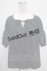 axes femme / 袖レース2WAYブラウス M 紺 Y-25-05-10-043-AX-BL-SZ-ZI