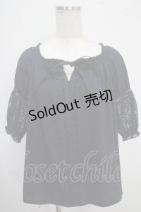 axes femme / 袖レース2WAYブラウス M 紺 Y-25-05-10-043-AX-BL-SZ-ZI