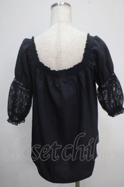 画像2: axes femme / 袖レース2WAYブラウス M 紺 Y-25-05-10-043-AX-BL-SZ-ZY