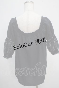 画像2: axes femme / 袖レース2WAYブラウス M 紺 Y-25-05-10-043-AX-BL-SZ-ZI