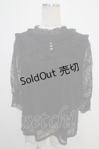axes femme / アンティーク風レーストップス  黒 Y-25-05-10-044-AX-TO-SZ-ZY