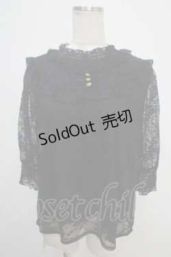 画像1: axes femme / アンティーク風レーストップス  黒 Y-25-05-10-044-AX-TO-SZ-ZY