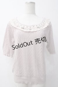 axes femme / サテンローズ付サマーニット M ピンク Y-25-05-14-041-AX-TO-SZ-ZY