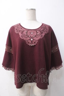 画像1: axes femme / レースデザインニットプル M ワイン Y-25-05-14-045-AX-TO-SZ-ZY