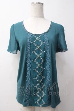 画像1: axes femme / ビジューフレア袖プルオーバー M グリーン Y-25-05-14-046-AX-TO-SZ-ZY