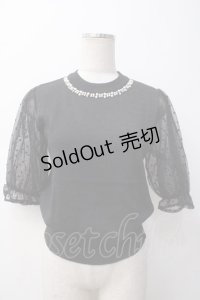 axes femme / 袖ドットチュールプルオーバー  黒 Y-25-05-14-050-AX-TO-AS-ZY