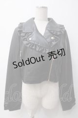 axes femme kawaii / フリル合皮ライダース M 黒 Y-25-05-14-052-AX-JA-SZ-ZY