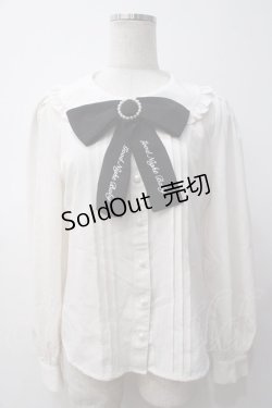 画像1: Ank Rouge / ロゴプリントリボンブラウス M 白 Y-25-05-14-063-CA-BL-SZ-ZY