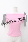 MILK / オフショルリボンTee  ピンク Y-25-05-14-071-ML-TO-SZ-ZY