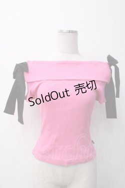 画像1: MILK / オフショルリボンTee  ピンク Y-25-05-14-071-ML-TO-SZ-ZY