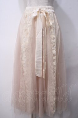 画像1: axes femme / フラワーレース×チュールスカート M ベージュ Y-25-05-14-118-AX-SK-SZ-ZY
