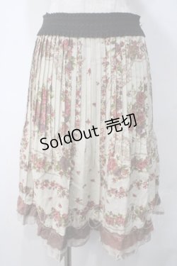 画像1: axes femme / スカーフ柄プリーツスカート M ベージュ Y-25-05-14-126-AX-SK-SZ-ZI