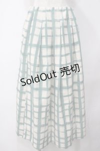 an another angelus / ペイントタッチ柄タックスカート F グリーン×ホワイト Y-25-05-14-128-CA-SK-SZ-ZY