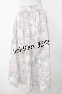axes femme / ぼかし花柄ロングスカート M ラベンダー Y-25-05-14-129-AX-SK-SZ-ZY