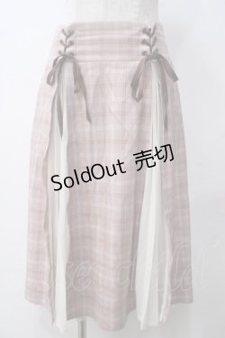 画像1: axes femme POETIQUE / レースアッププリーツ切替スカート M ピンク Y-25-05-14-141-AX-SK-SZ-ZY