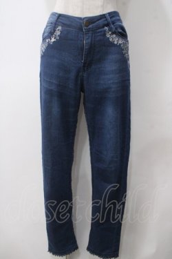 画像1: axes femme / レター刺繍デニムパギンス L インディゴ Y-25-05-14-145-AX-PA-SZ-ZY