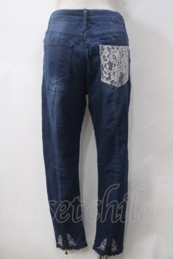 画像2: axes femme / レター刺繍デニムパギンス L インディゴ Y-25-05-14-145-AX-PA-SZ-ZY