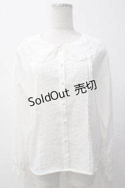 画像1: Secret Honey / 王冠刺繍レースブラウス 2 白 Y-25-05-14-031-CA-BL-SZ-ZY