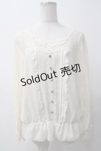 axes femme / 裾レース透けブラウス M 生成り Y-25-05-14-038-AX-BL-SZ-ZY
