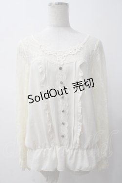 画像1: axes femme / 裾レース透けブラウス M 生成り Y-25-05-14-038-AX-BL-SZ-ZY