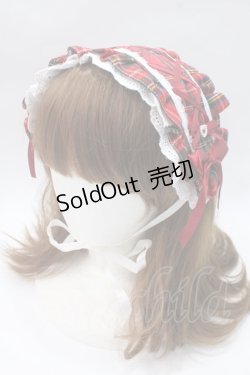 画像1: fancy doll / 赤チェックフリルヘッドドレス  赤 Y-25-05-16-060-PU-AC-SZ-ZY