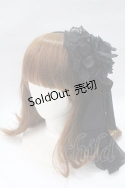 画像1: ATELIER PIERROT / クロスローズカチューシャ  黒 Y-25-05-16-066-EL-AC-SZ-ZY