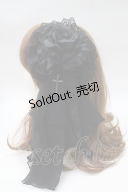 画像2: ATELIER PIERROT / クロスローズカチューシャ  黒 Y-25-05-16-066-EL-AC-SZ-ZY