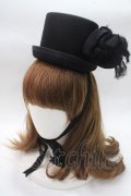 BPN / 薔薇コサージュミニハット  黒 Y-25-05-16-075-GO-AC-SZ-ZY
