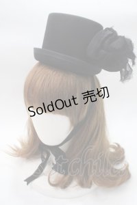 BPN / 薔薇コサージュミニハット  黒 Y-25-05-16-075-GO-AC-SZ-ZY