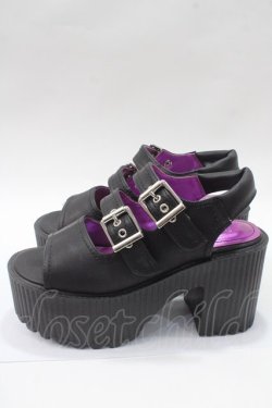 画像2: YOSUKE / 厚底ベルティッドサンダル S 黒 Y-25-05-16-085-PU-SH-SZ-ZY
