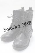 あしながおじさん / メッシュレースアップブーツ S 黒 Y-25-05-16-090-PU-SH-SZ-ZY