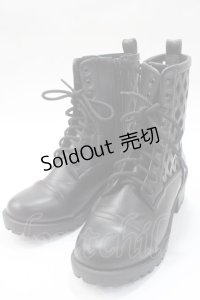 あしながおじさん / メッシュレースアップブーツ S 黒 Y-25-05-16-090-PU-SH-SZ-ZY